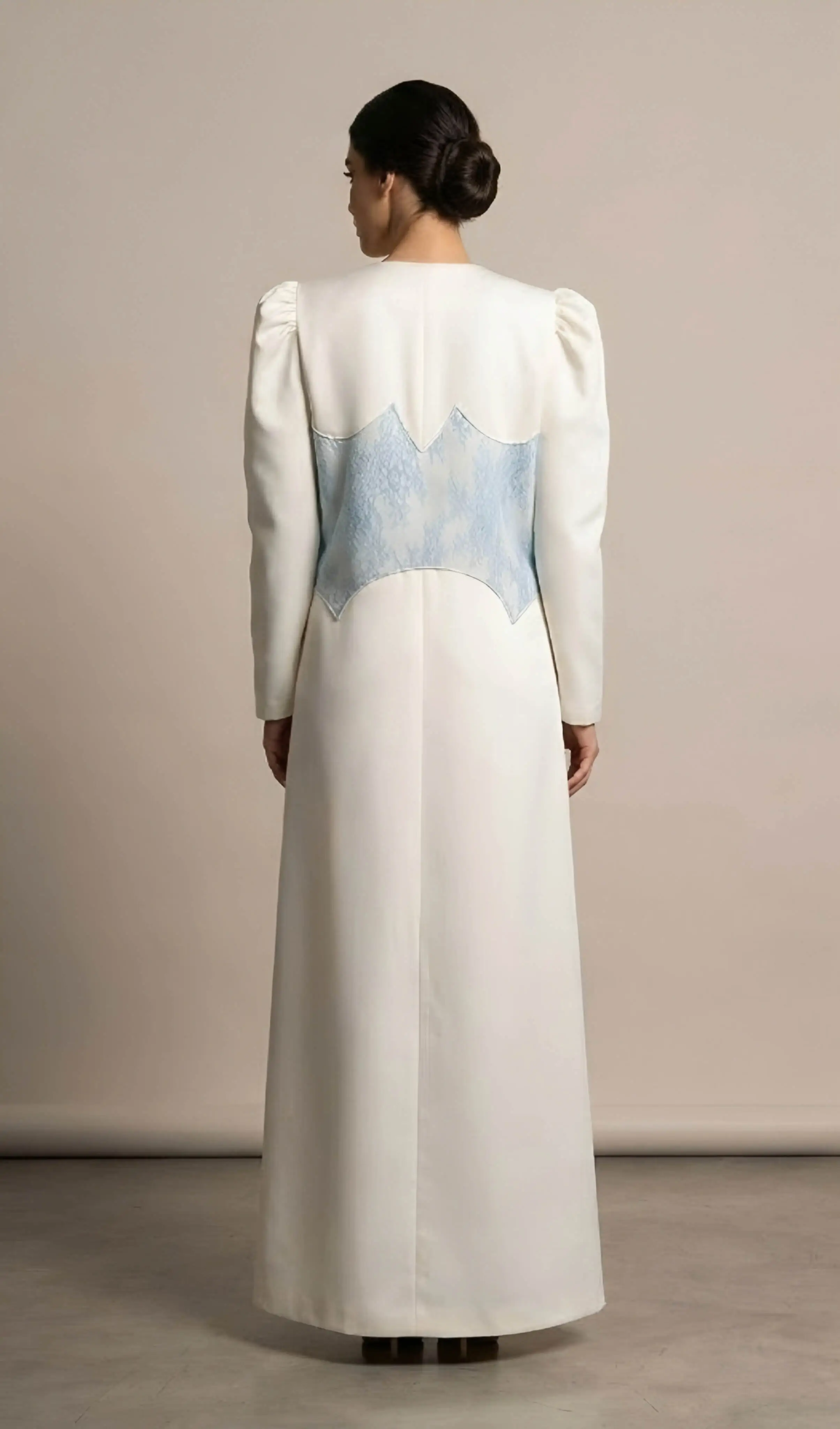 Vest abaya in skyblue and white
